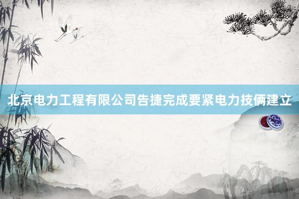 北京电力工程有限公司告捷完成要紧电力技俩建立
